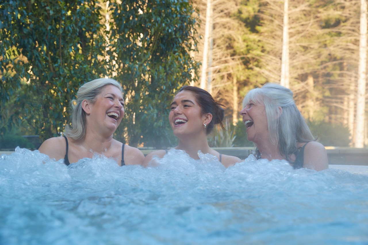 grandma, mum and daughter in the hot tub